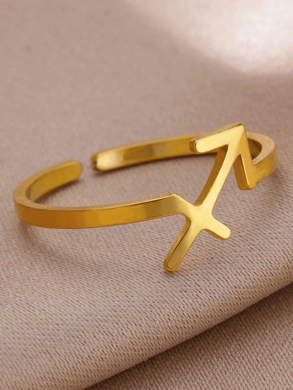 1pc 12 Zodiac Sign Ring, Unisex, 18K Gold Plated Stainless Steel Adjustable Open Ring, Fashion Jewelry Accessory, Birthday Gift