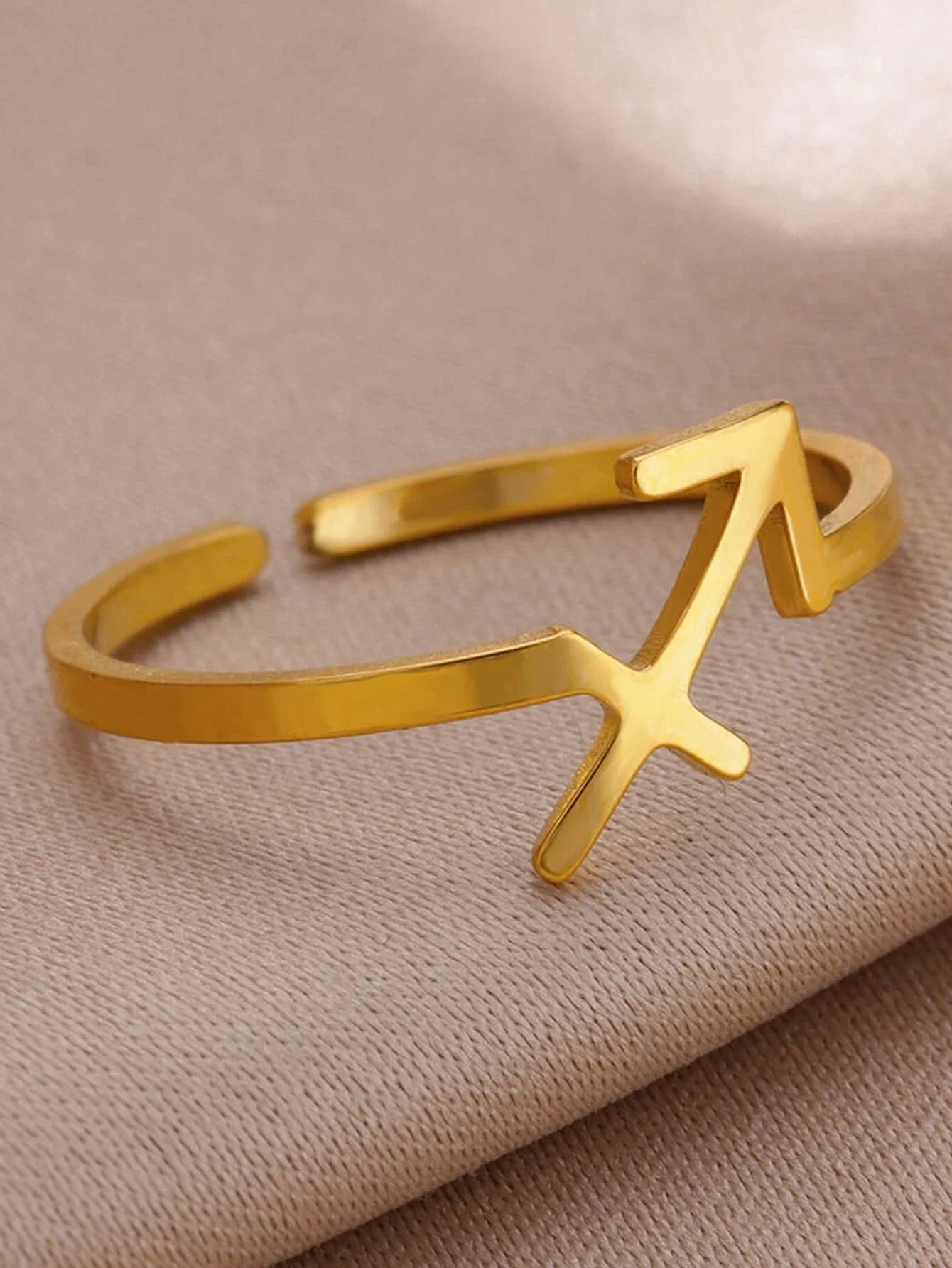 1pc 12 Zodiac Sign Ring, Unisex, 18K Gold Plated Stainless Steel Adjustable Open Ring, Fashion Jewelry Accessory, Birthday Gift