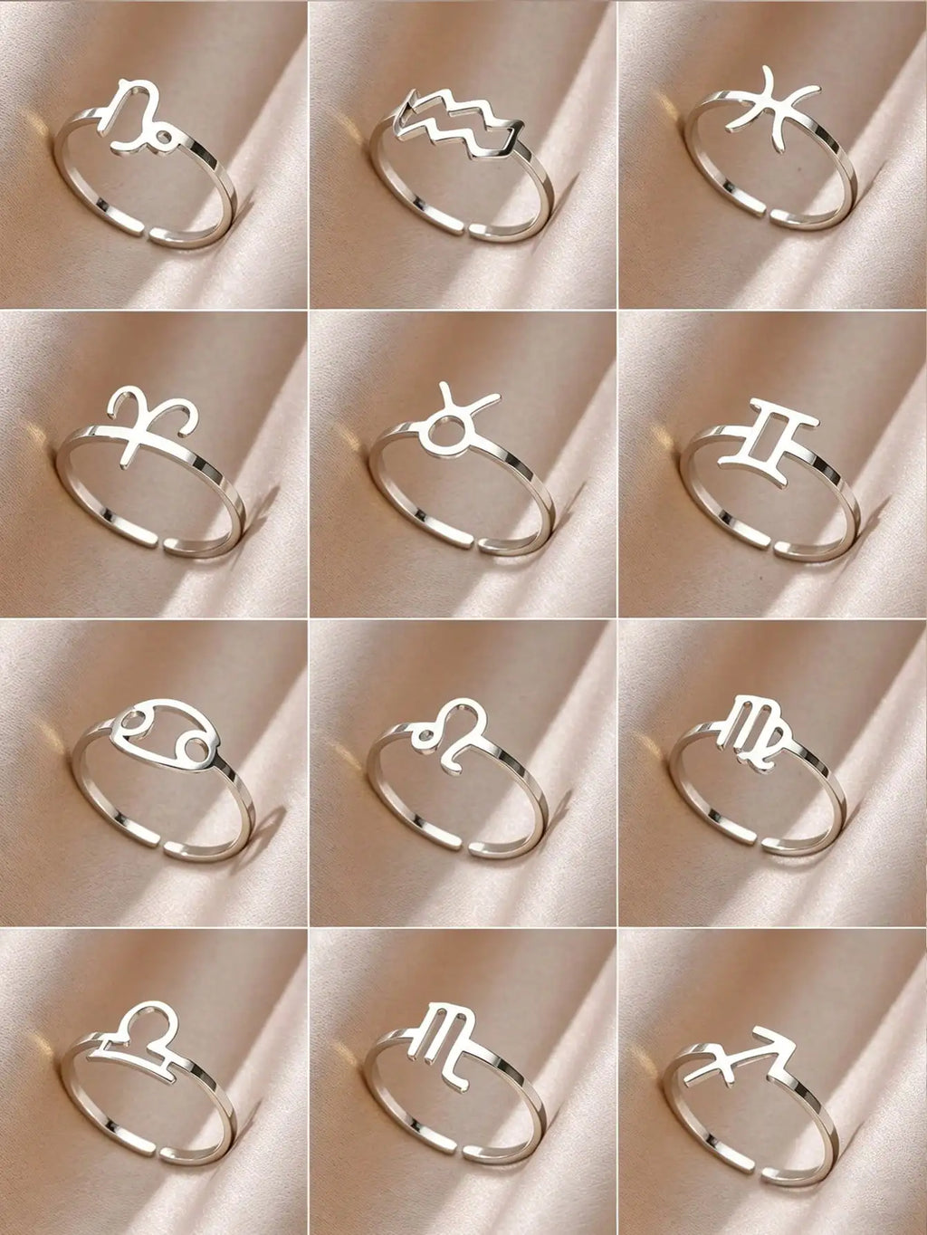 1pc 12 Zodiac Sign Ring, Unisex, 18K Gold Plated Stainless Steel Adjustable Open Ring, Fashion Jewelry Accessory, Birthday Gift
