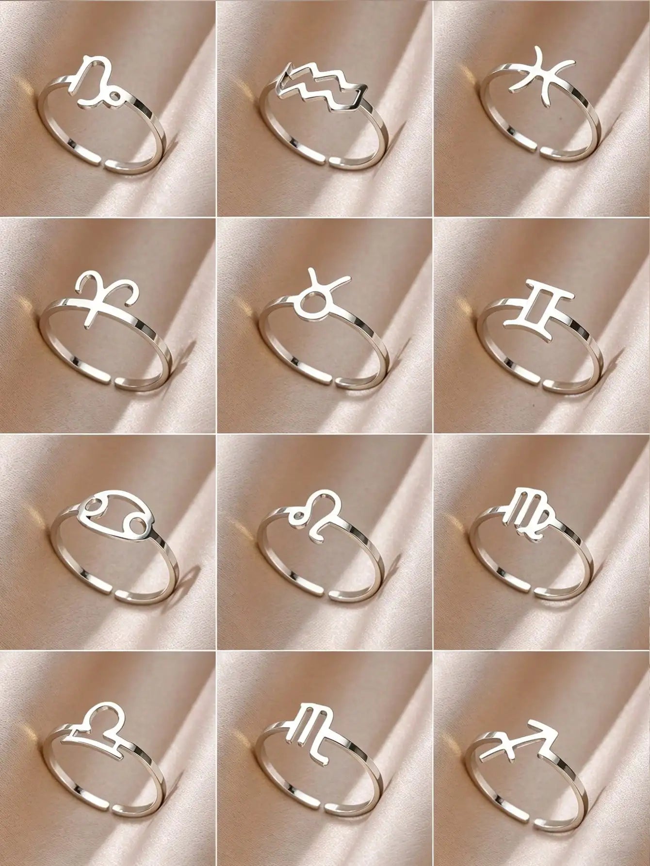 1pc 12 Zodiac Sign Ring, Unisex, 18K Gold Plated Stainless Steel Adjustable Open Ring, Fashion Jewelry Accessory, Birthday Gift